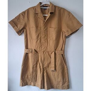 Club Monaco Tan Short-Sleeve Jumpsuit
